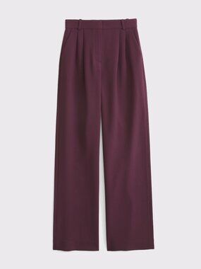 Abercrombie A&F Sloane Low Rise Tailored Wide Leg Pant Deep Wine Burgundy 23R